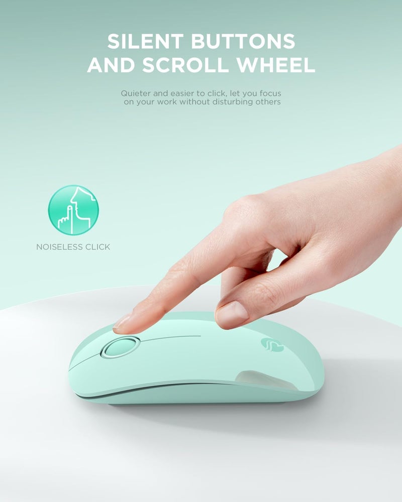 RAPIQUE R306 Wireless Mouse, Green, Bluetooth, USB, 480 hours battery life, 1600 DPI, Compatible with Windows, MacOS, Chromebook, Surface Pro, Laptops, PCs, and Computers - Image 4